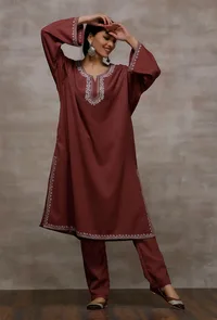 Umber Brown Pure Woollen Phiran image 2