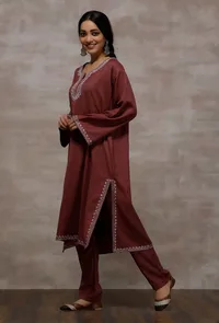 Umber Brown Pure Woollen Phiran image 4