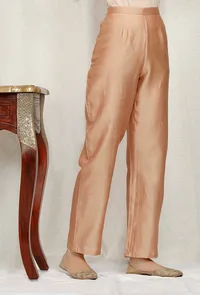 Golden Beige Pure Banarasi Chanderi Pants image 2