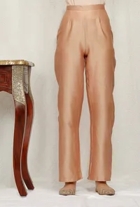 Golden Beige Pure Banarasi Chanderi Pants image 3