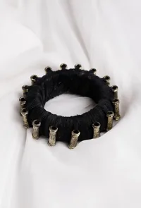 Onyx Black Thread Wooden Bangles image 1