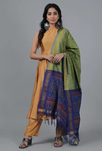 Sea Green & Royal Blue Ikat Dupatta image 2