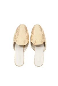 Beige Brocade Slider Mules image 2