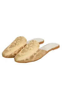 Beige Brocade Slider Mules image 3