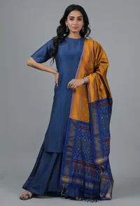 Ochre & Navy Ikat Dupatta image 1