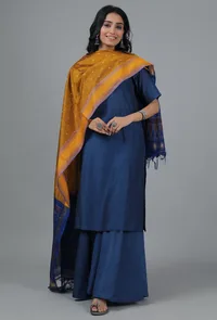 Ochre & Navy Ikat Dupatta image 2