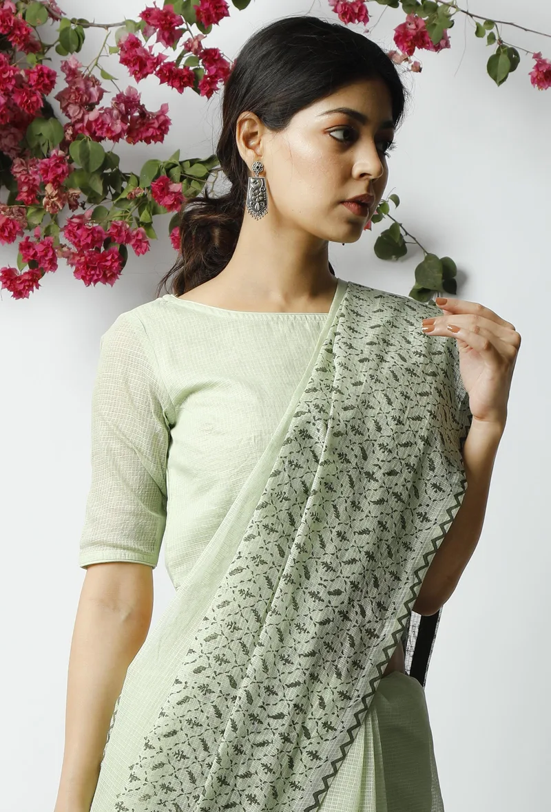 The Summer Friendly Green Kota Blouse