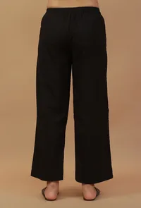Black Solid Cotton Straight Pant image 4