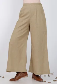 Set of 3: Yellow Cotton Kurta with Grey Cullotes and Maroon Stole image 6