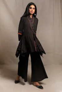 Black Asymmetrical Front Tie Robe image 2
