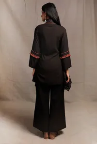 Black Asymmetrical Front Tie Robe image 4