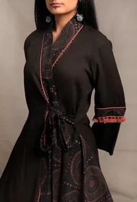 Black Asymmetrical Front Tie Robe image 5