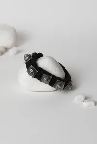 Black and silver Motif Tribal Bracelet image 1