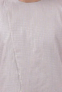 Lavender Chanderi Slant Overlapped Checkered Nehru Jacket image 5