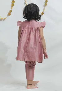 Set of 2: Pink Chanderi Suit with Pants image 4