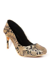 Black Brocade Pencil Heels image 3