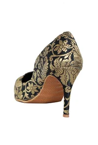 Black Brocade Pencil Heels image 5
