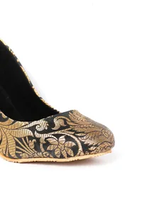 Black Brocade Pencil Heels image 6