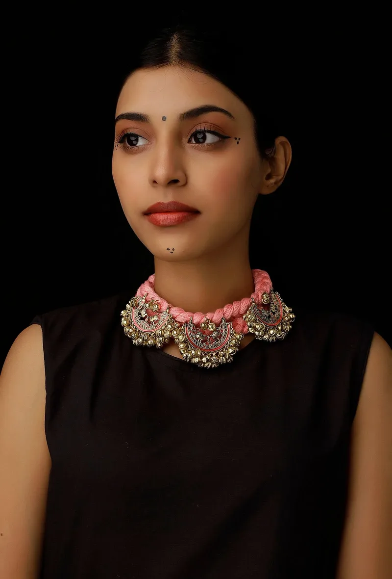 Chand Pink Kundan Tribal Necklace