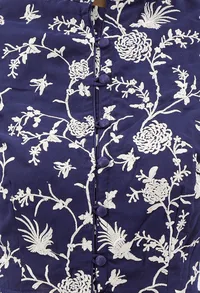 Navy Blue Parsi Embroidered Blouse With Sheer Sleeves image 4