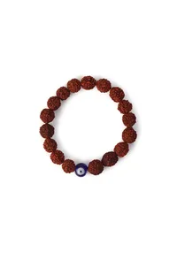 Natural Rudraksha Evil Eye Handmade Stretchable Bracelet image 2
