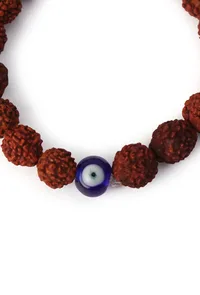 Natural Rudraksha Evil Eye Handmade Stretchable Bracelet image 4