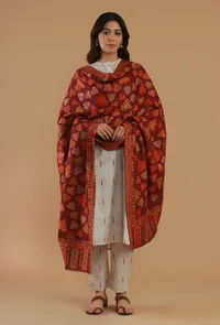 Maroon Chinar Leaf Kashmiri Kani Woollen Shawl image 2