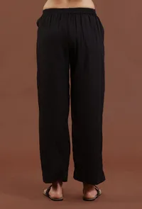 Black Solid Shantoon Straight Pant image 4