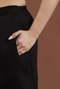 Black Solid Shantoon Straight Pant image 5