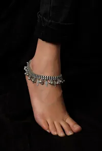 Arzoo Silver Tribal Choker Anklet image 1