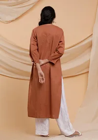 Brick Red Chikankari Kurta image 2