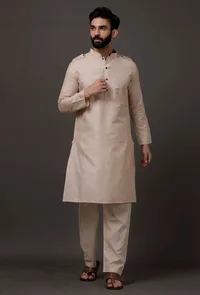 Set of 2: Ivory White Cotton Kurta Pajama image 1