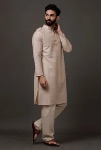 Set of 2: Ivory White Cotton Kurta Pajama image 2