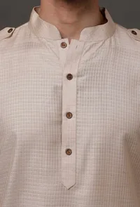 Set of 2: Ivory White Cotton Kurta Pajama image 6