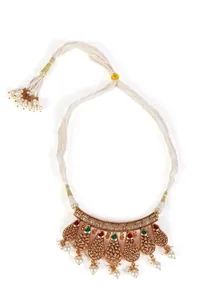 Kanmani Temple Heritage Kemp Necklace Set with Pearls image 2