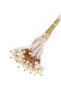 Kanmani Temple Heritage Kemp Necklace Set with Pearls image 4