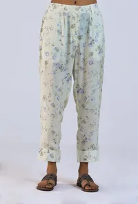 Off White Viscose Cotton Pant image 1