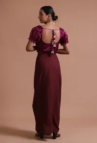 Wine Color Organza Plain Blouse image 5