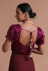 Wine Color Organza Plain Blouse image 6