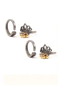 Set of 4: Motif Ghungroo Silver Brass Toering image 2