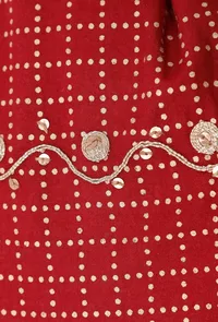 Scarlet Red Block Print Cotton Potli Bag image 5