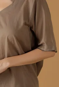 Mulmul Cotton Solid Tan Brown Top image 6