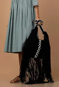 Onyx Black Suede Crossbody Bag image 1