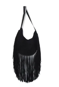 Onyx Black Suede Crossbody Bag image 3