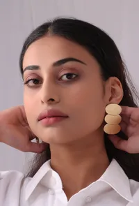 Trio Oval Brass Earrings image 1