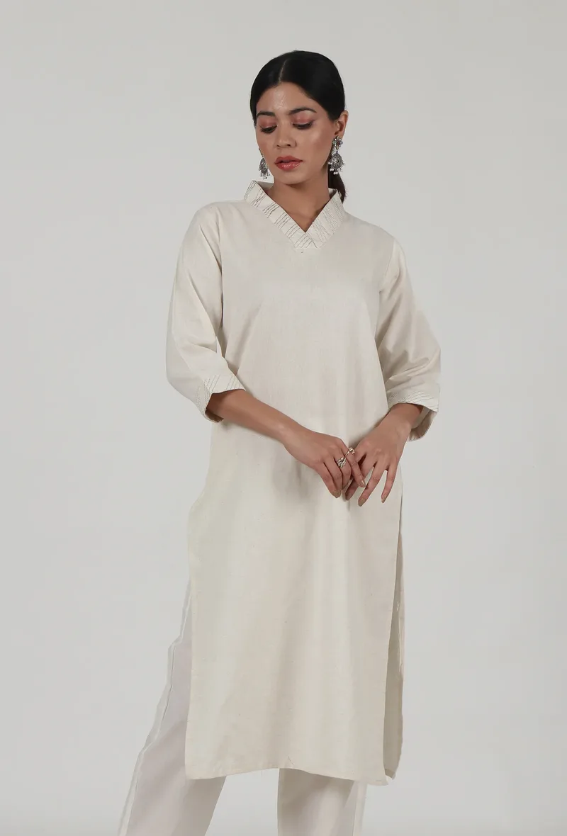 Off-White Cotton Kurta
