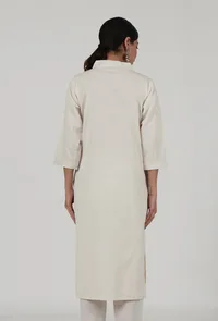 Off-White Cotton Kurta image 5
