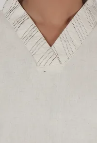 Off-White Cotton Kurta image 6