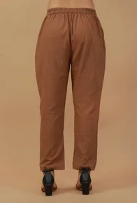 Coffee Brown Straight Cotton Pants image 4