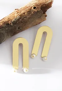 Golden arch Pearl Drop Earrings image 1